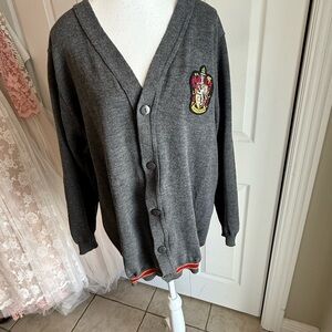Harry Potter cozy  Charcoal Cardigan with Gryffindor patch